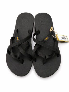 ☀️ NWT Teva Olowahu Strappy Flip Flops Black Women’s 9 ☀️